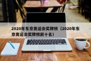 2020年东京奥运会奖牌榜（2020年东京奥运会奖牌榜前十名）